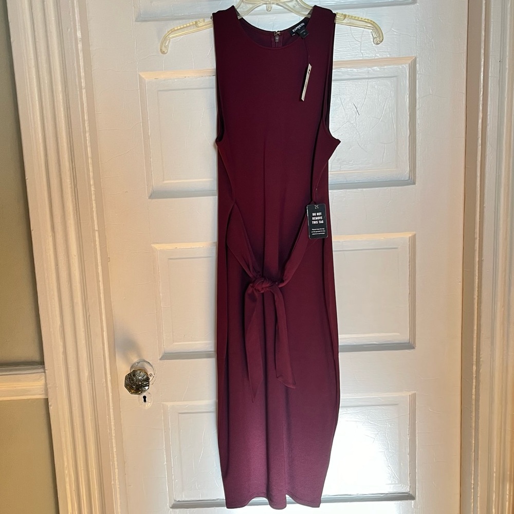 Express maroon dress with waist tie